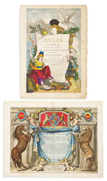 (TITLE PAGES.) Group of 10 seventeenth-and-eighteenth-century engraved allegorical atlas title pages.